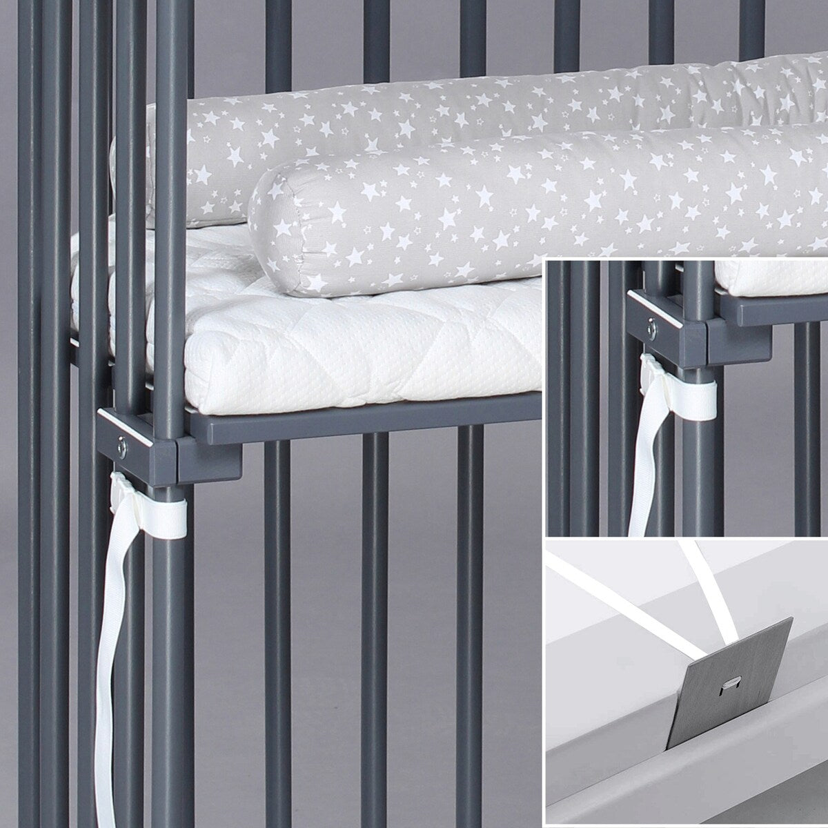 Detalj av gurtfesting på Bedside crib Boxspring 89x51 cm for høye senger