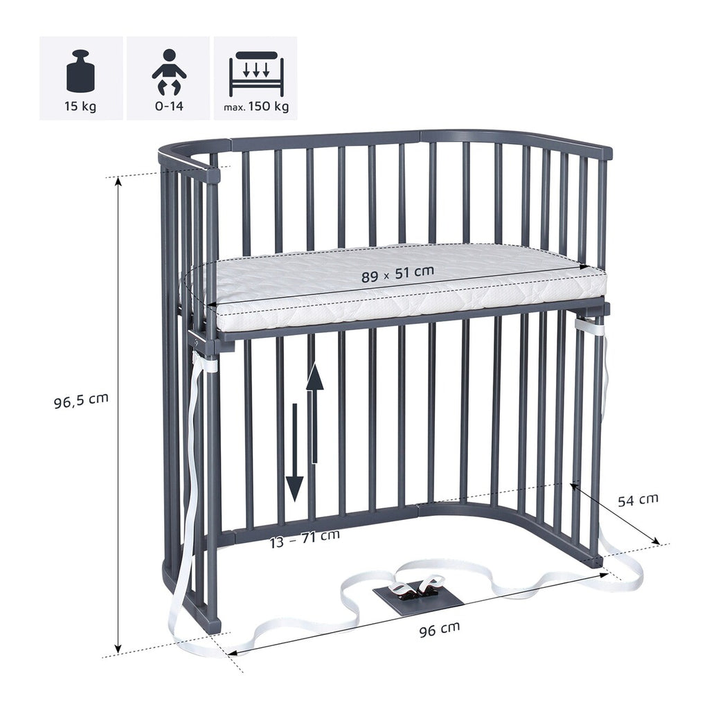 Bedside crib Boxspring montert på boxspring-seng