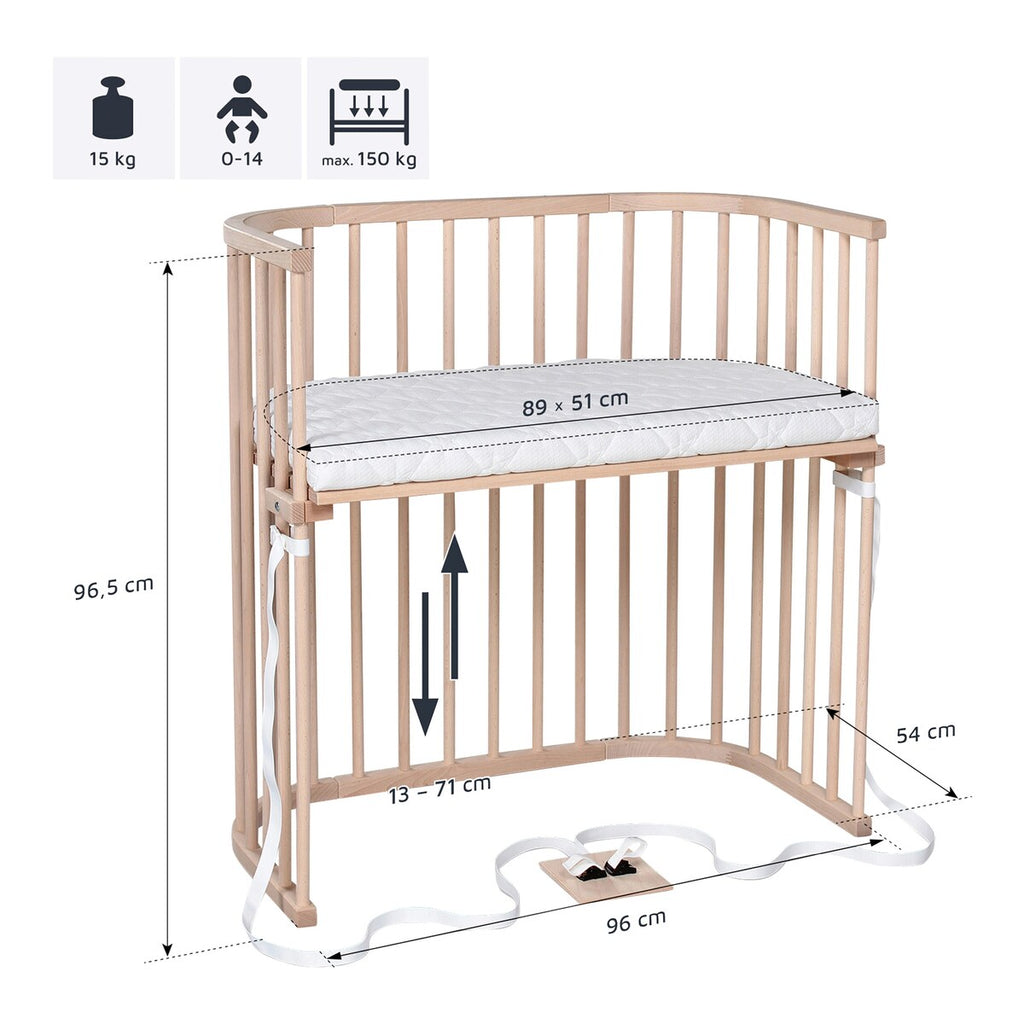 Bedside crib Boxspring 89x51 cm for høye senger - babybay