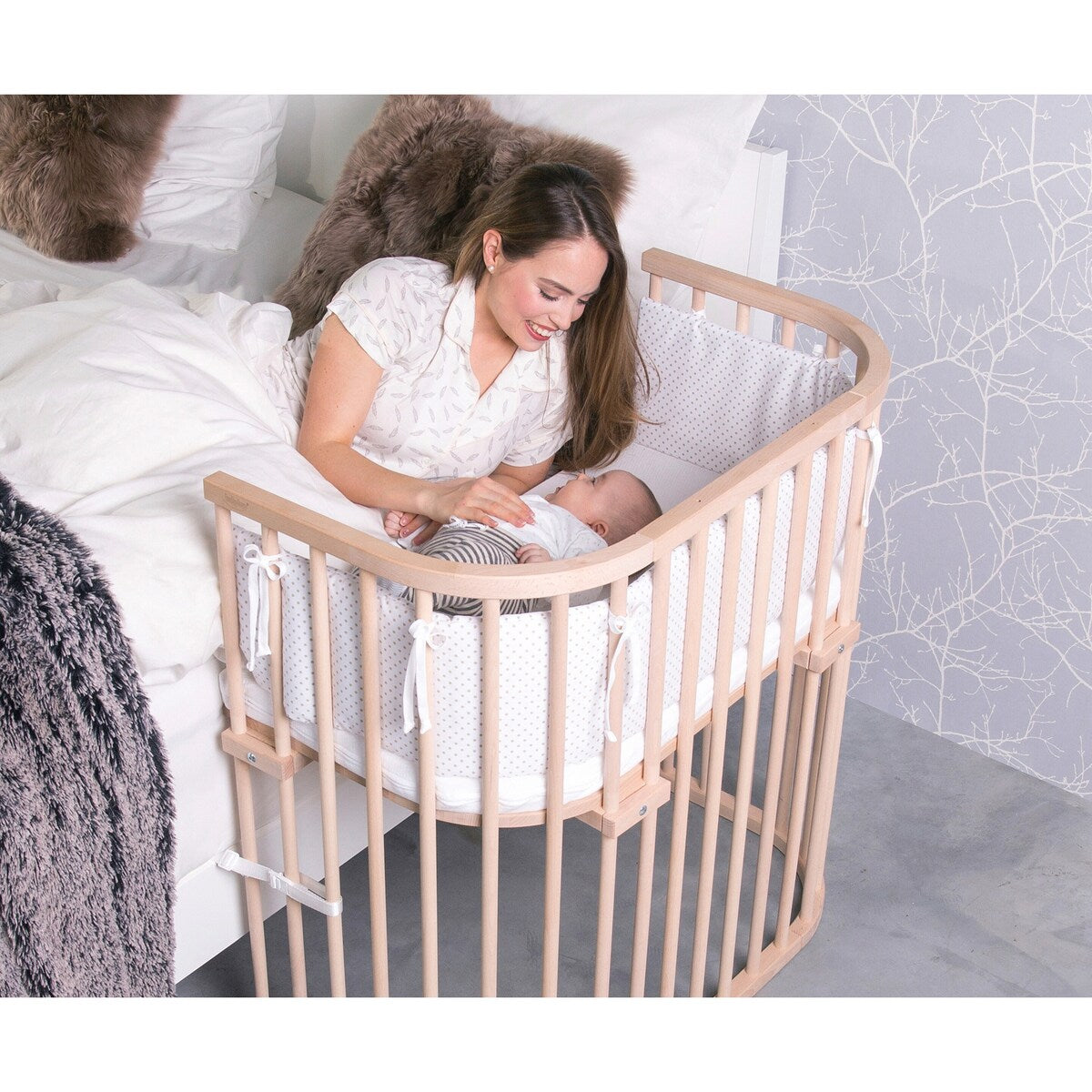 Bedside crib Boxspring 89x51 cm for høye senger - babybay