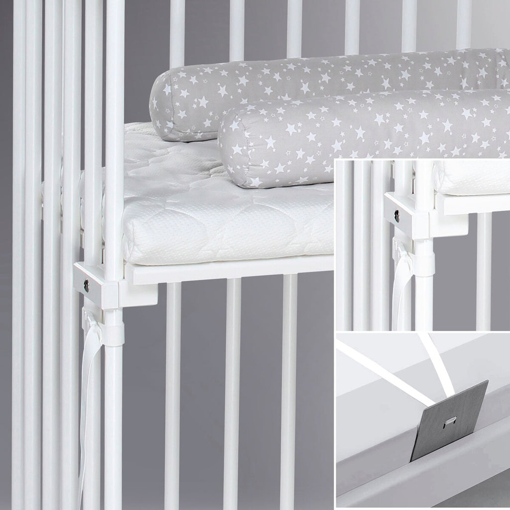 Bedside crib Boxspring XXL i bøk detalj av treverk