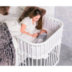 Bedside crib Boxspring XXL i bøk montert ved seng