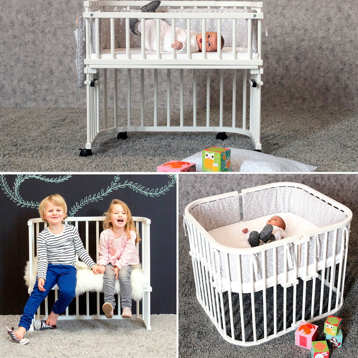 Bedside crib Boxspring XXL i bøk nærbilde av festestropp