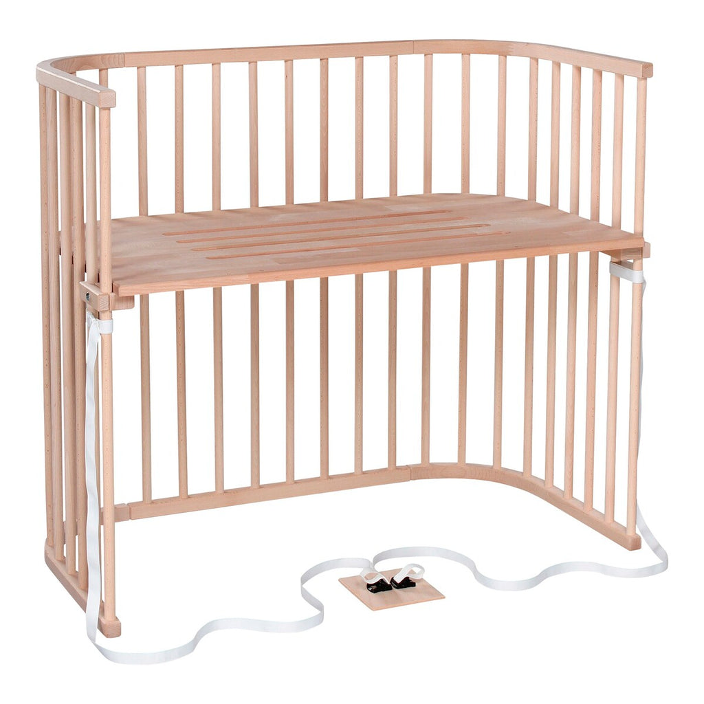 Bedside crib Boxspring XXL i bøk med lamellbunn