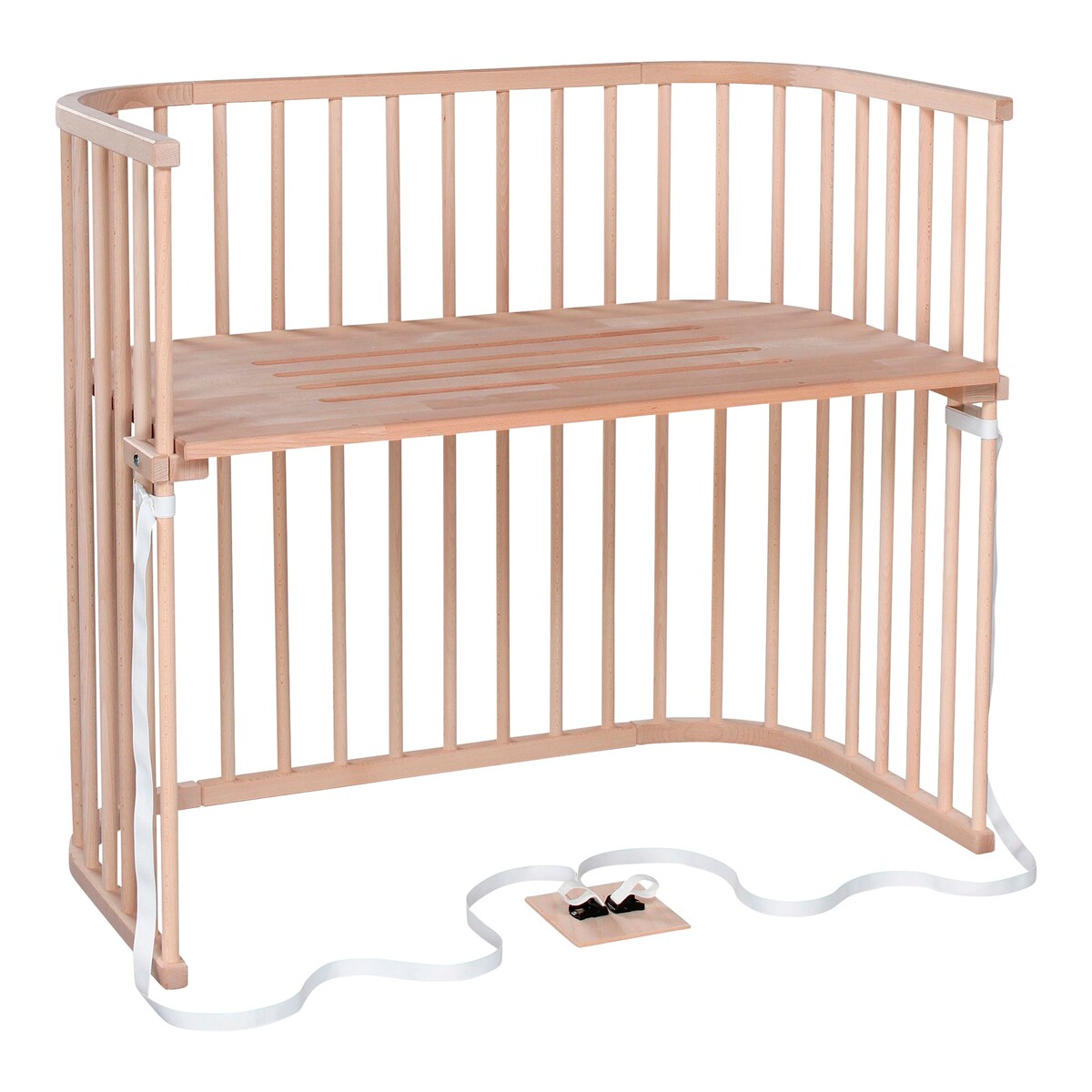 Bedside crib Boxspring XXL i bøk med lamellbunn