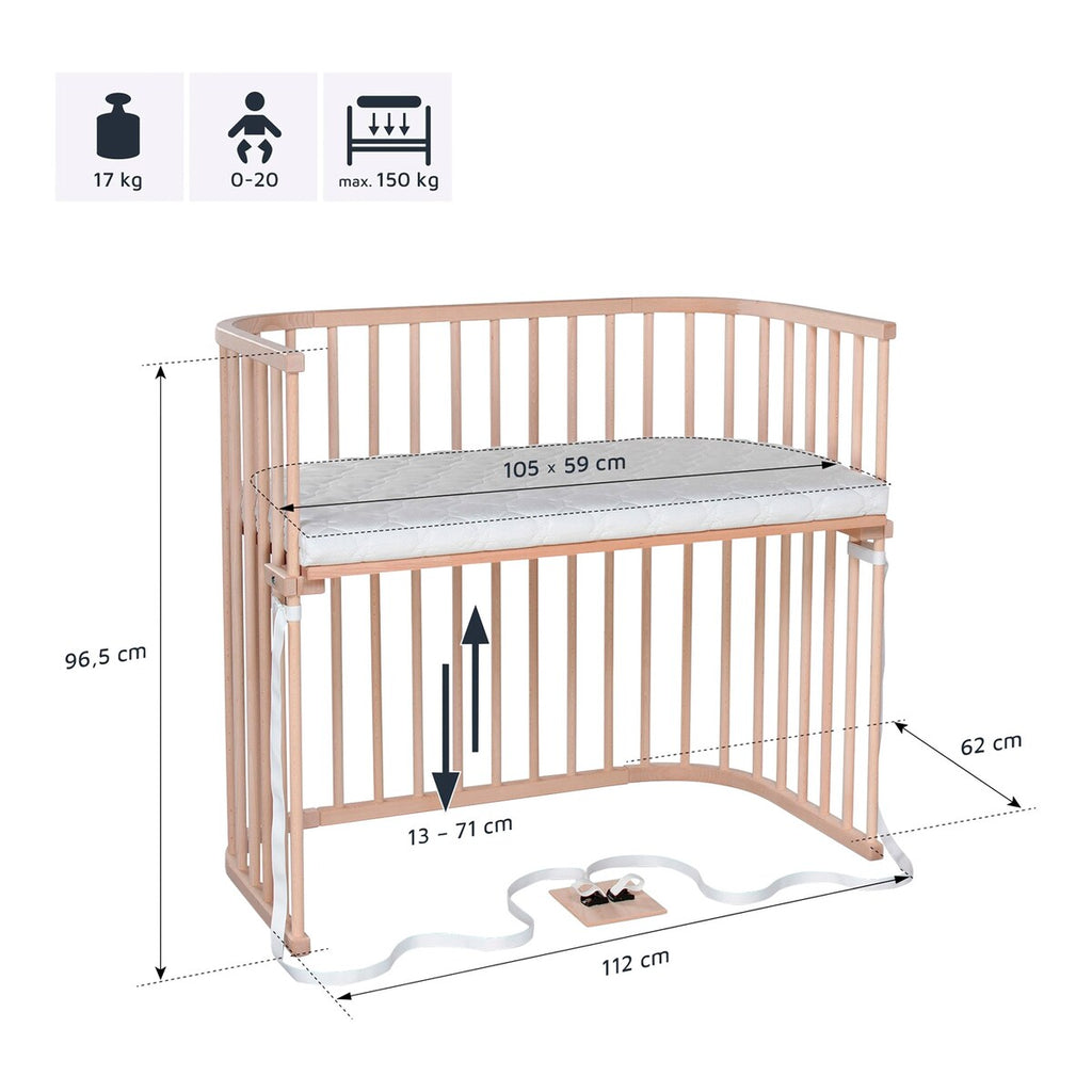 Bedside crib Boxspring XXL i bøk bærekraftig materiale