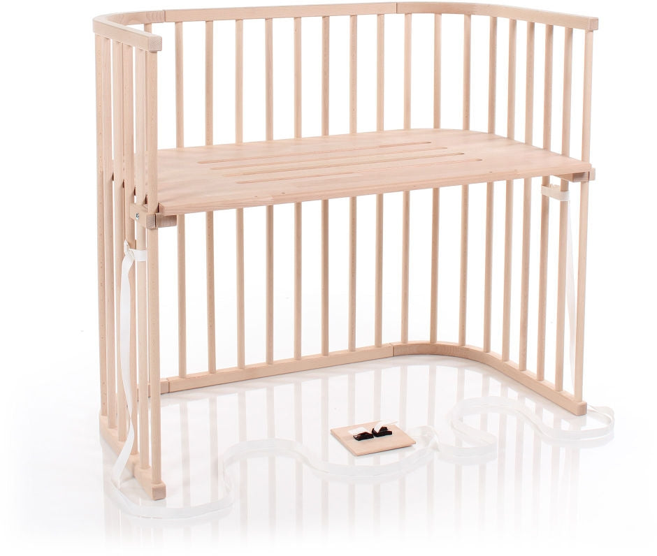 Bedside crib Boxspring XXL i bøk, natur ubehandlet forfra