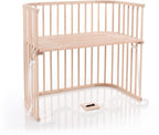 Bedside crib Boxspring XXL i bøk, natur ubehandlet forfra