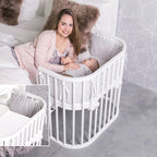 Festebånd på bedside crib Boxspring XXL hvit med madrass