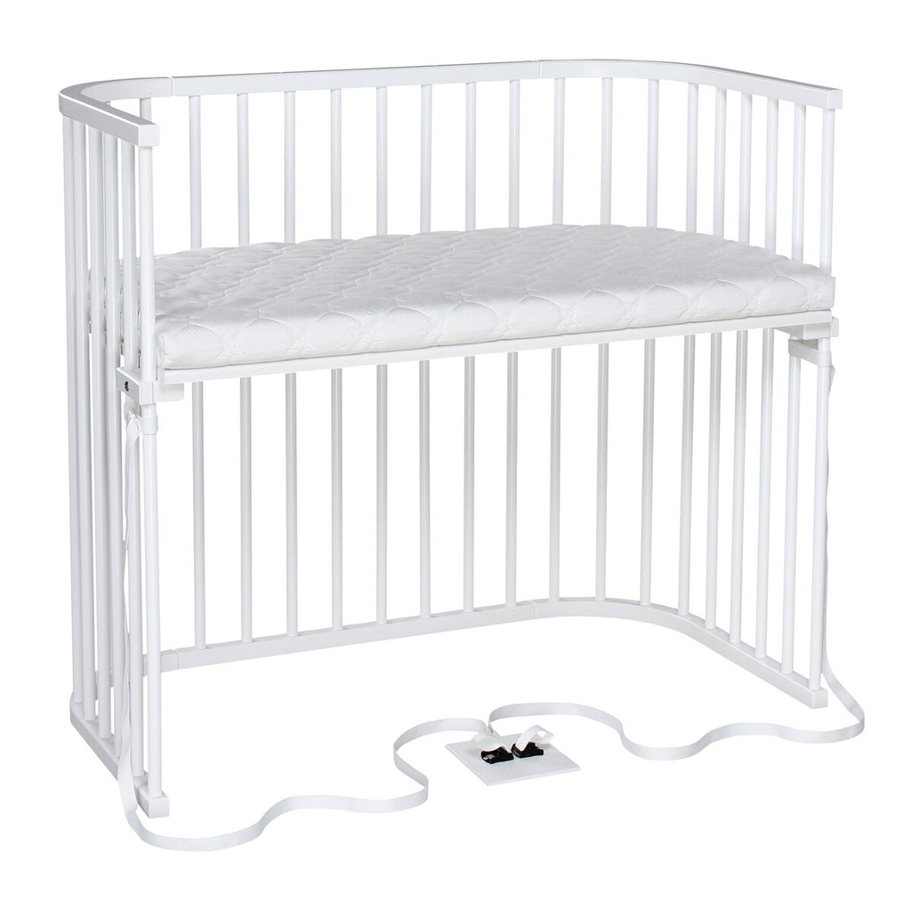 Bedside crib Boxspring XXL hvit med madrass front