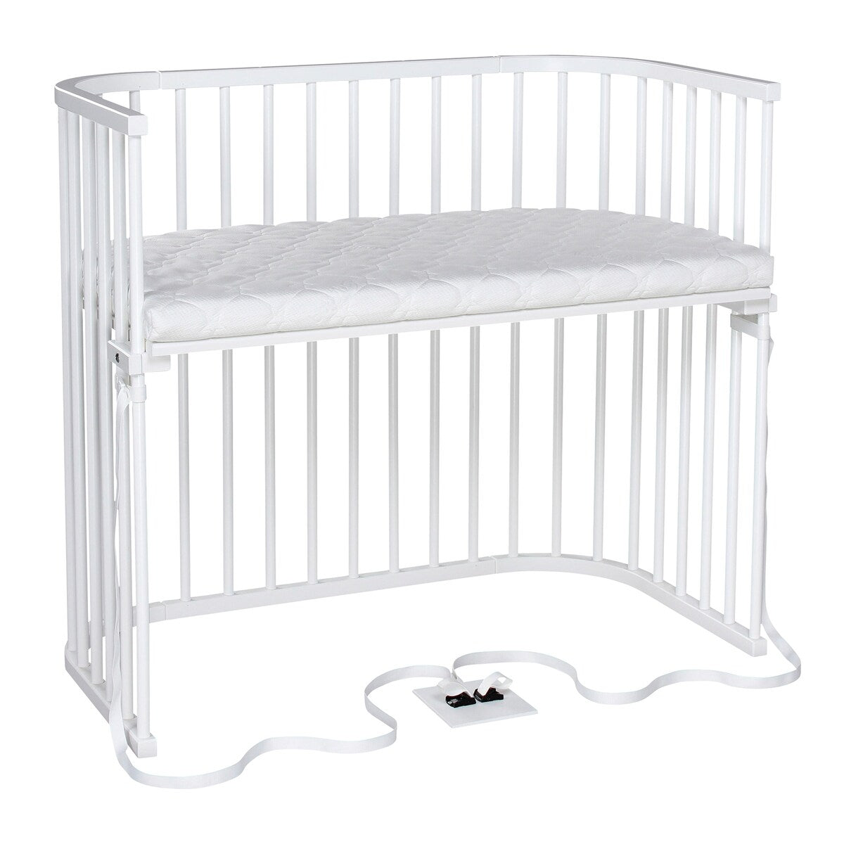 Bedside crib Boxspring XXL hvit med madrass front