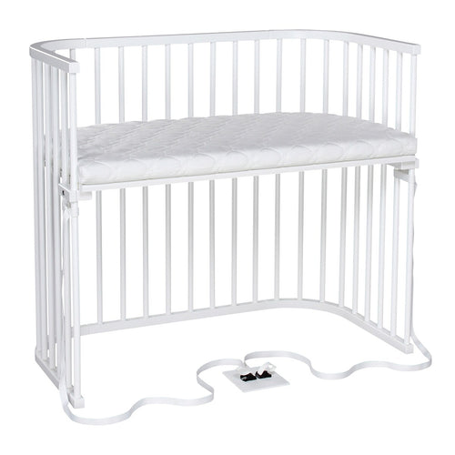 Bedside crib Boxspring XXL hvit med madrass front
