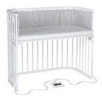 Justerbar høyde på bedside crib Boxspring XXL hvit med madrass