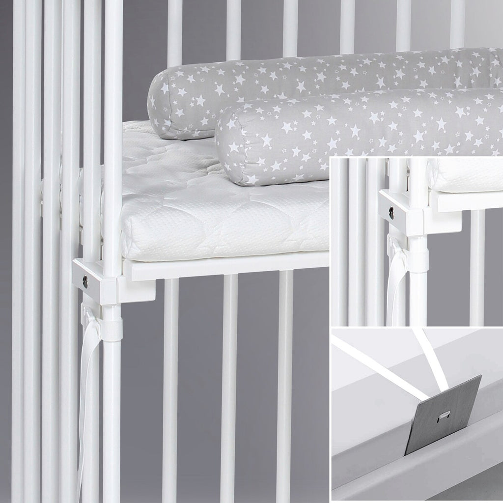 Nærbilde av madrass Classic Soft i bedside crib Boxspring XXL hvit