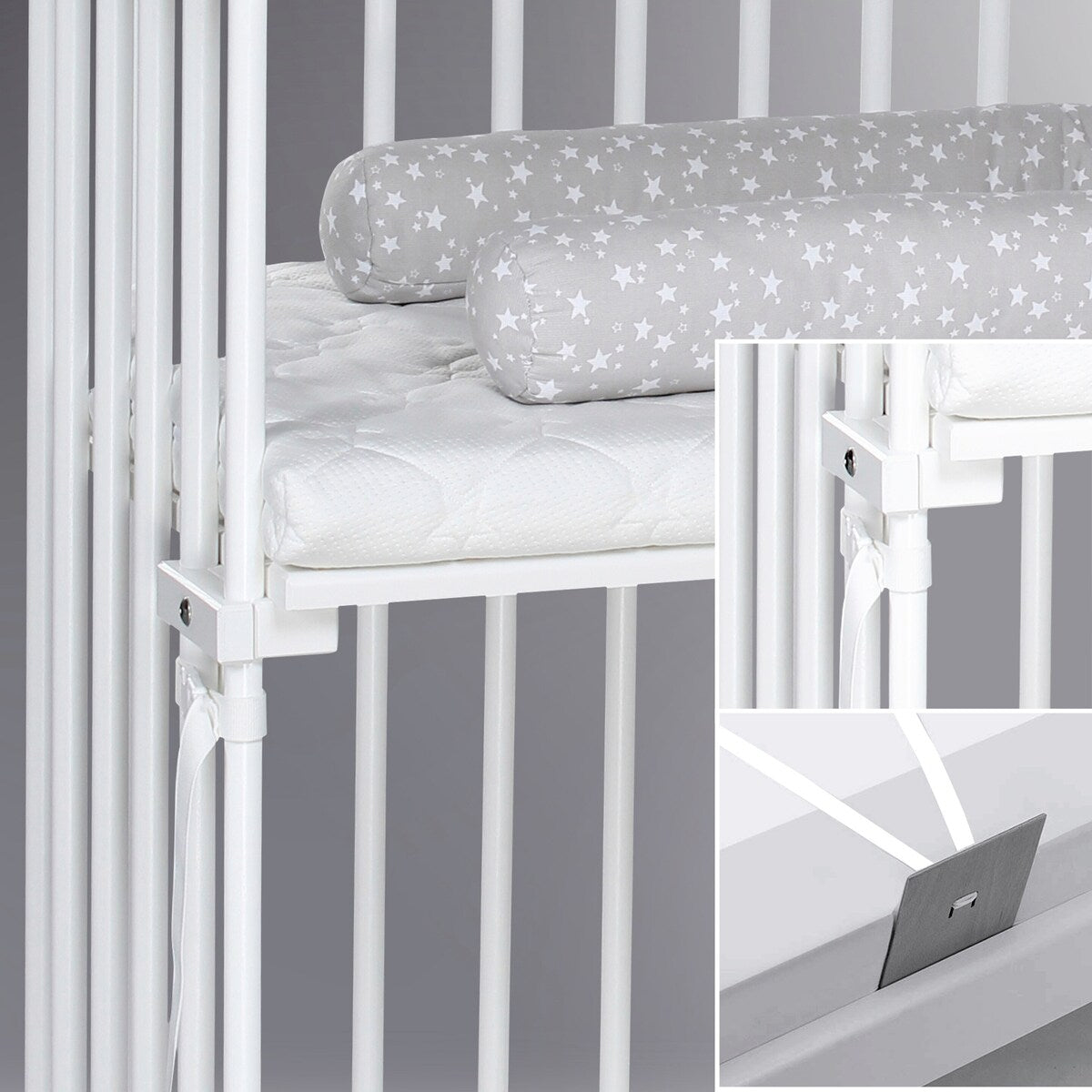 Nærbilde av madrass Classic Soft i bedside crib Boxspring XXL hvit