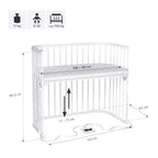 Montert bedside crib Boxspring XXL hvit med madrass
