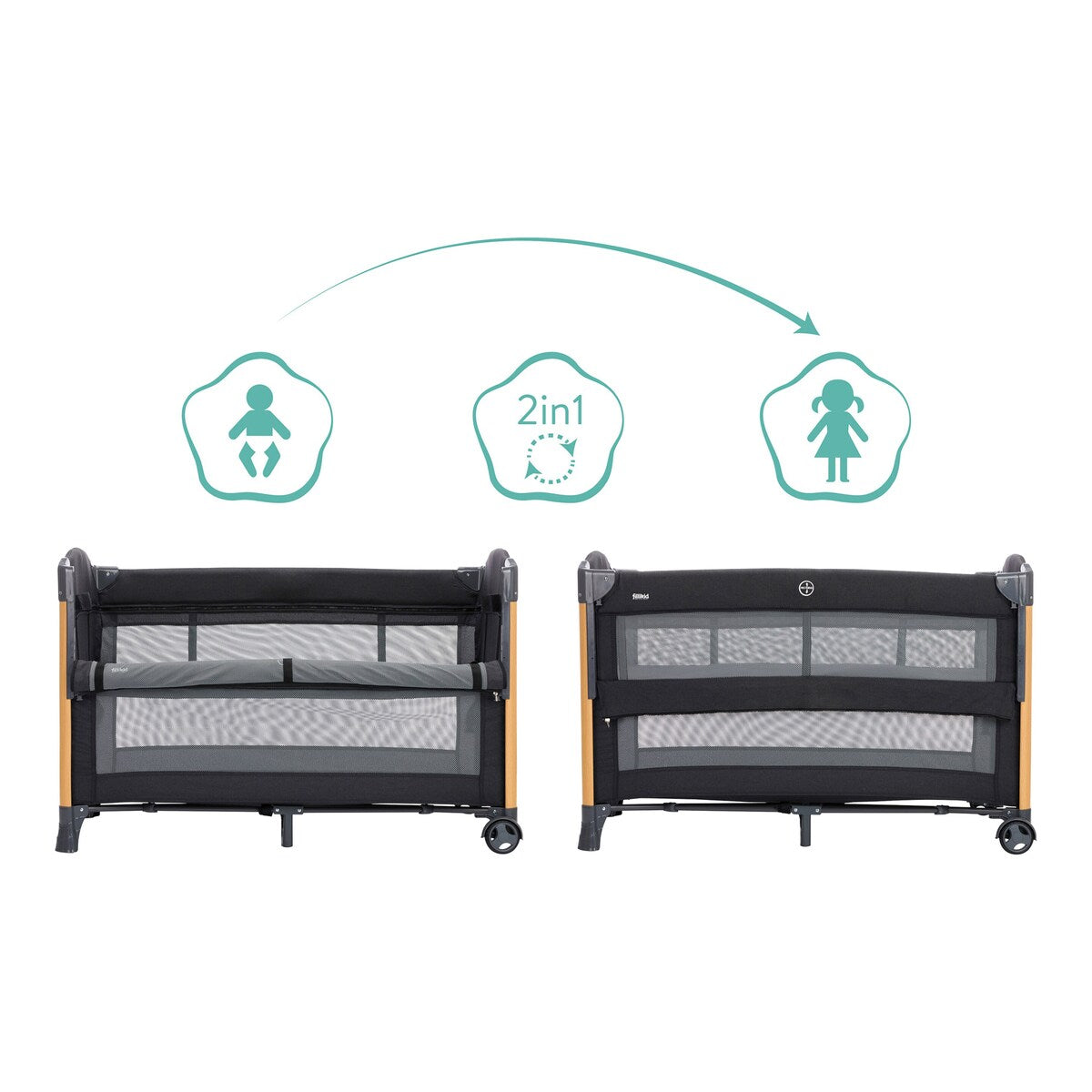 Bedside crib Cadiz hjul for mobilitet