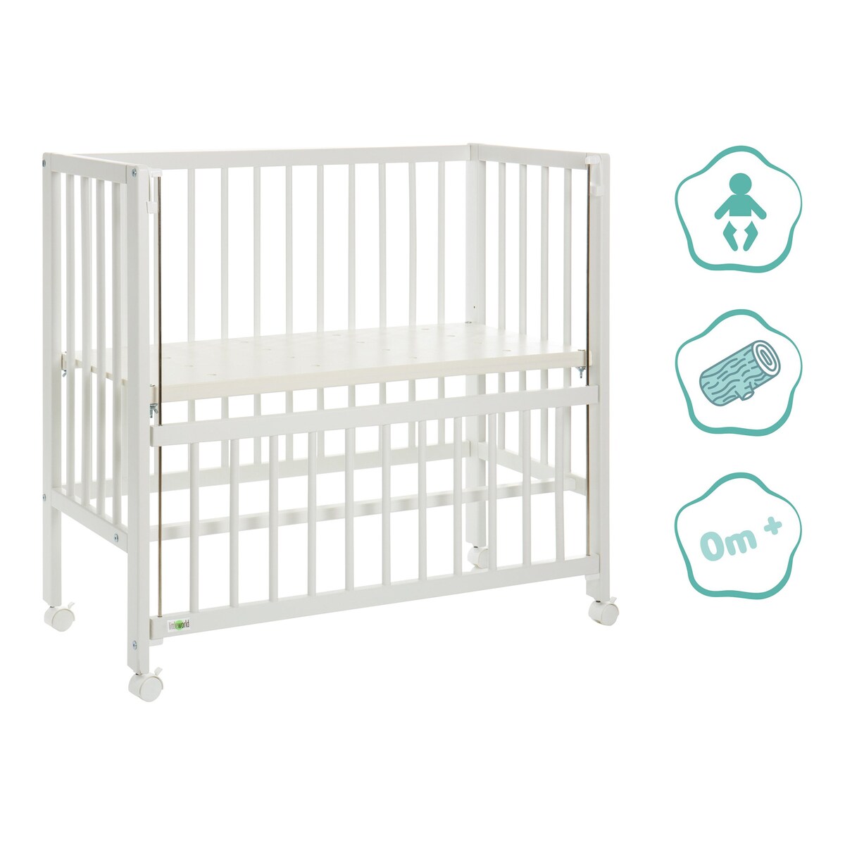 Bedside crib Cocon 4-trinns høydejustering bakside