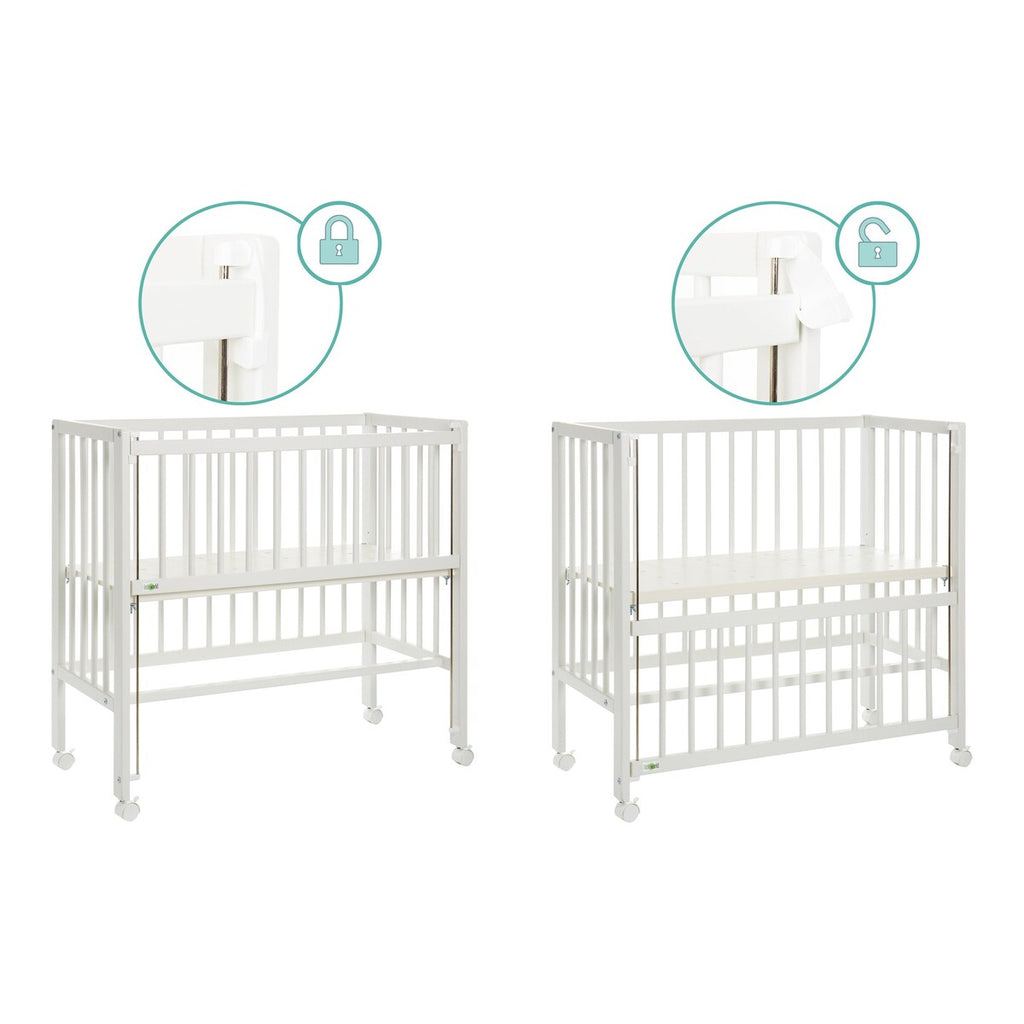Bedside crib Cocon 4-trinns høydejustering detalj av festebånd