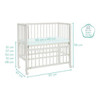 Bedside crib Cocon 4-trinns høydejustering hvit modell