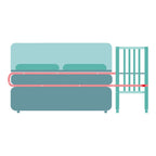 Bedside crib Cocon 4-trinns høydejustering nærbilde av hjul