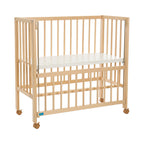 Bedside crib Cocon 40x90 cm massiv bøk med hjul forfra