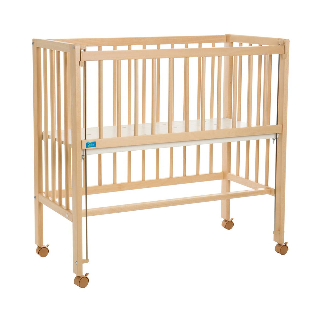 Bedside crib Cocon 40x90 cm massiv bøk med hjul bakside