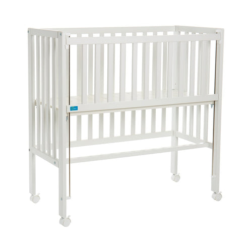 Bedside crib Cocon Plus med hjul i massiv bøk forfra