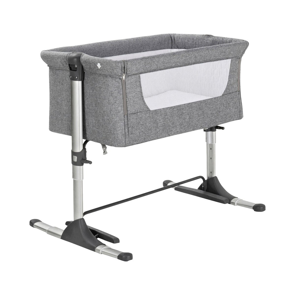 Bedside crib Joy 85x49 cm med madrass og aluminiumsramme bakside
