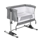 Bedside crib Joy 85x49 cm med madrass og aluminiumsramme forfra
