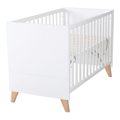 Bedside crib Leon 60x120 cm med lattenrost i laminert tre forfra