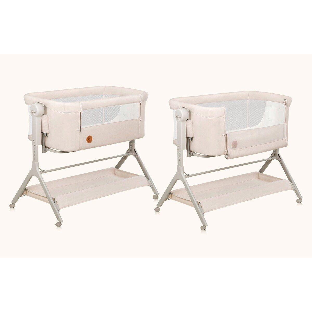 Detalj av tekstil og materiale på Bedside crib Leonie Plus 3-i-1 med madrass og hjul