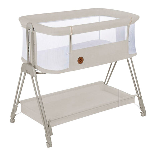 Bedside crib Luna med skummadrass og hjul forfra
