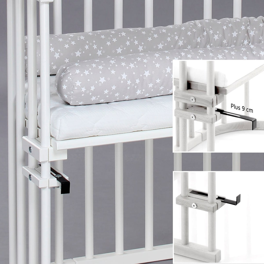 Bedside crib Maxi 89x51 cm massiv bøk - babybay detalj av treverk