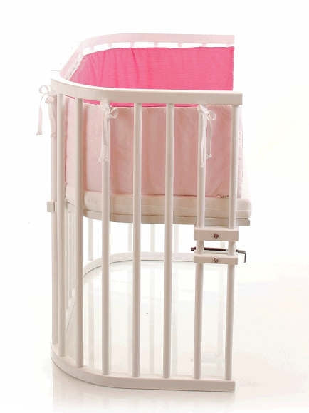 Bedside crib Maxi hvit lakkert, også for tvillinger bakside