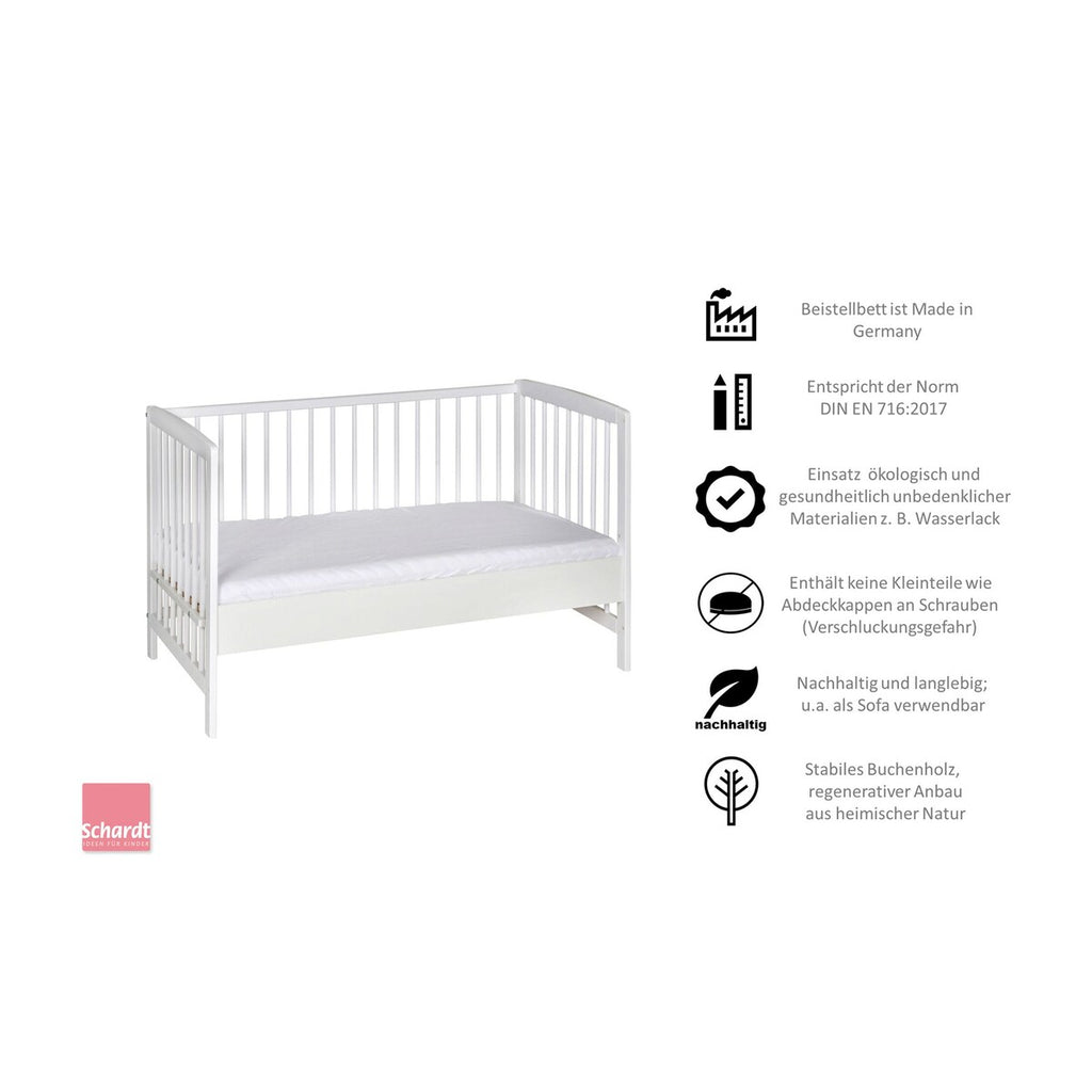 Bedside crib Micky 60x120 cm i massiv bøk - Schardt