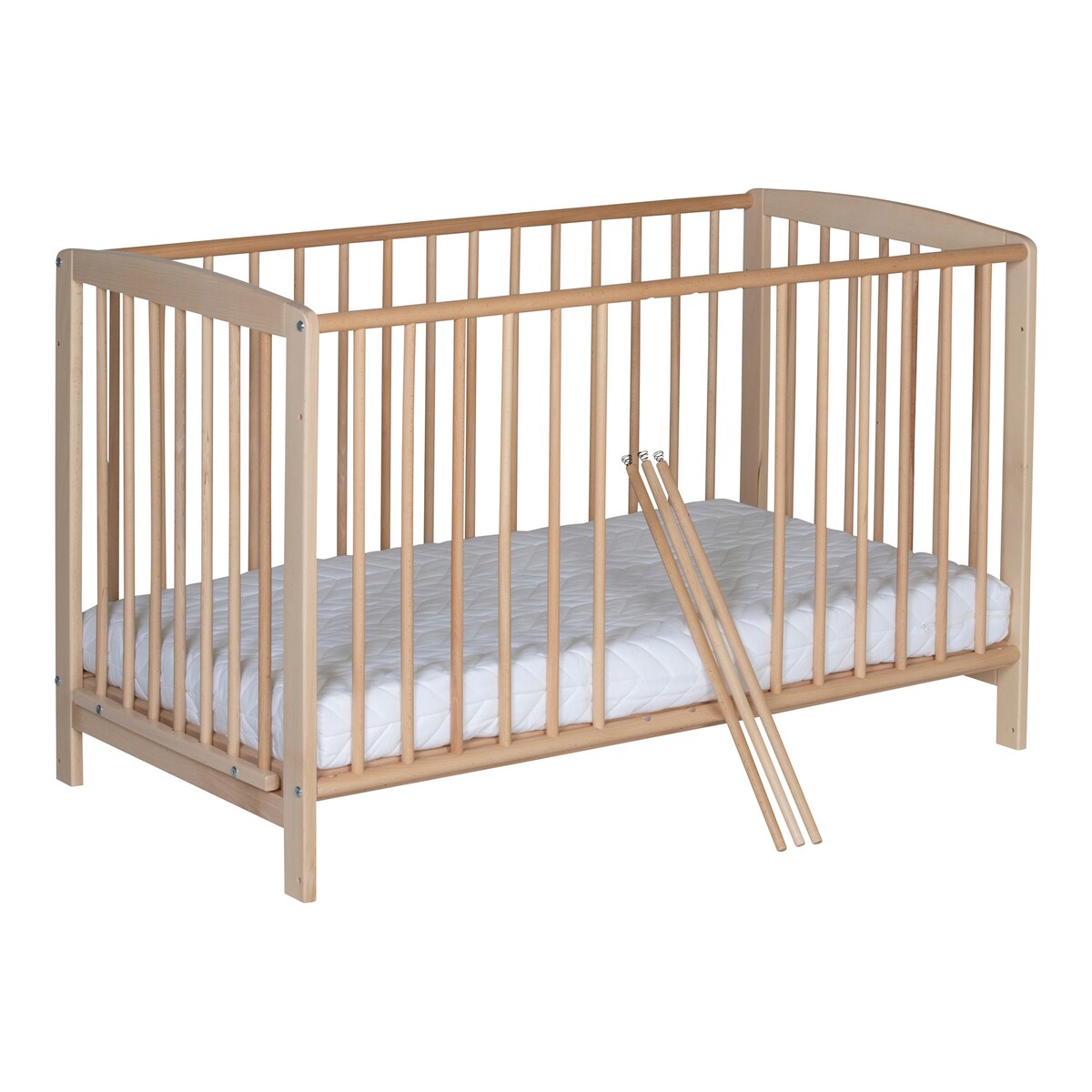 Bedside crib Micky 60x120 cm i massiv bøk - Schardt