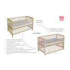 Bedside crib Micky 60x120 cm i massiv bøk - Schardt