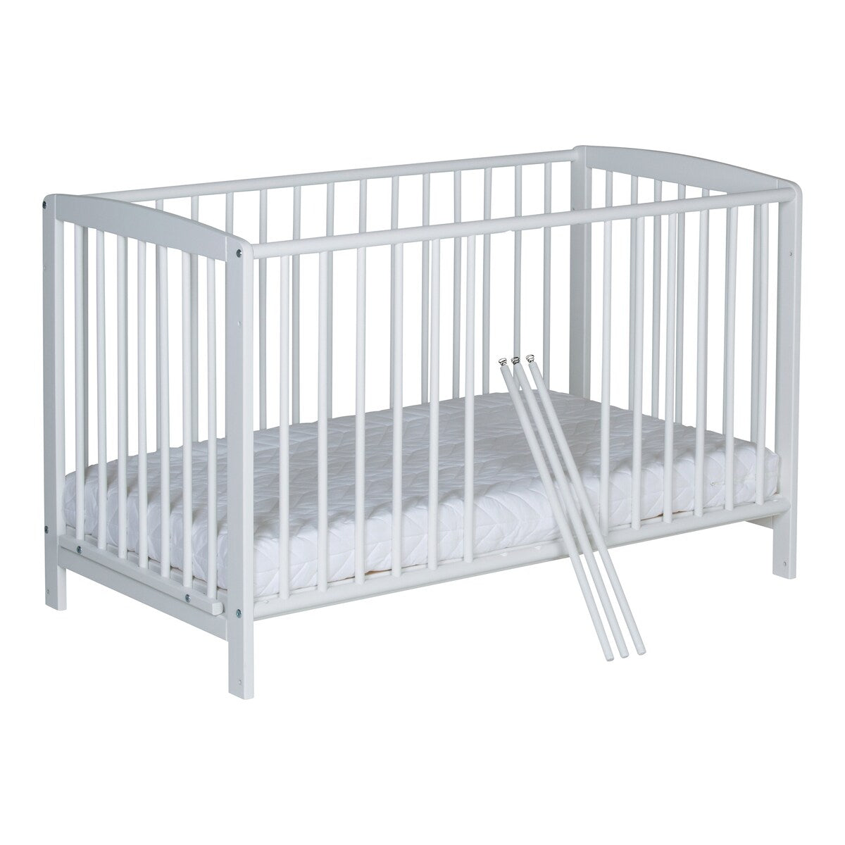 Montert bedside crib Micky 60x120 cm i massiv bøk