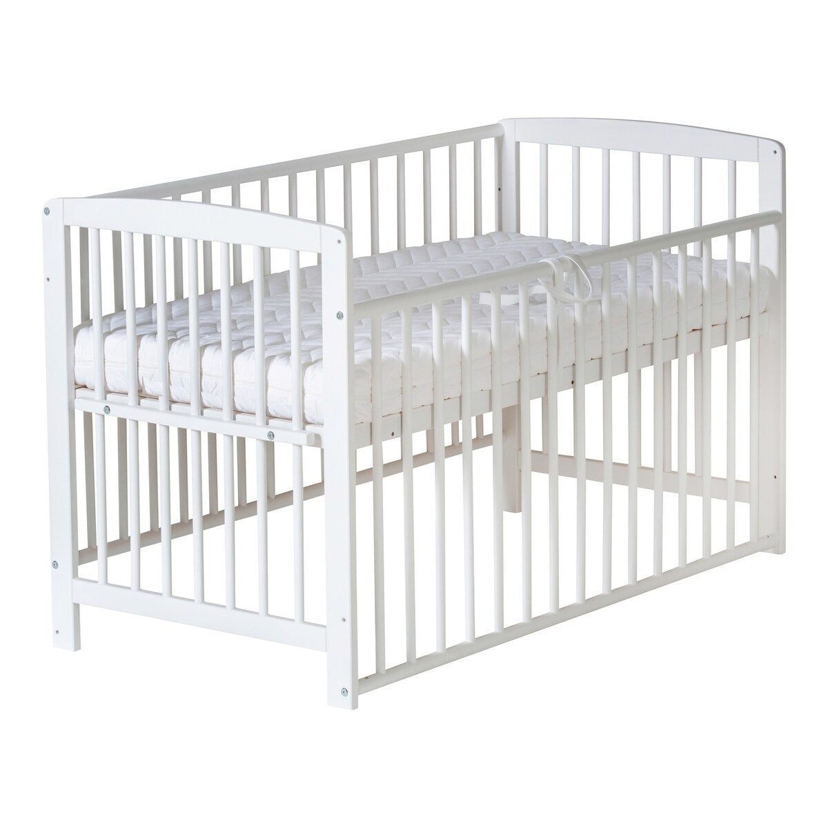 Nærbilde av bedside crib Micky 60x120 cm i massiv bøk