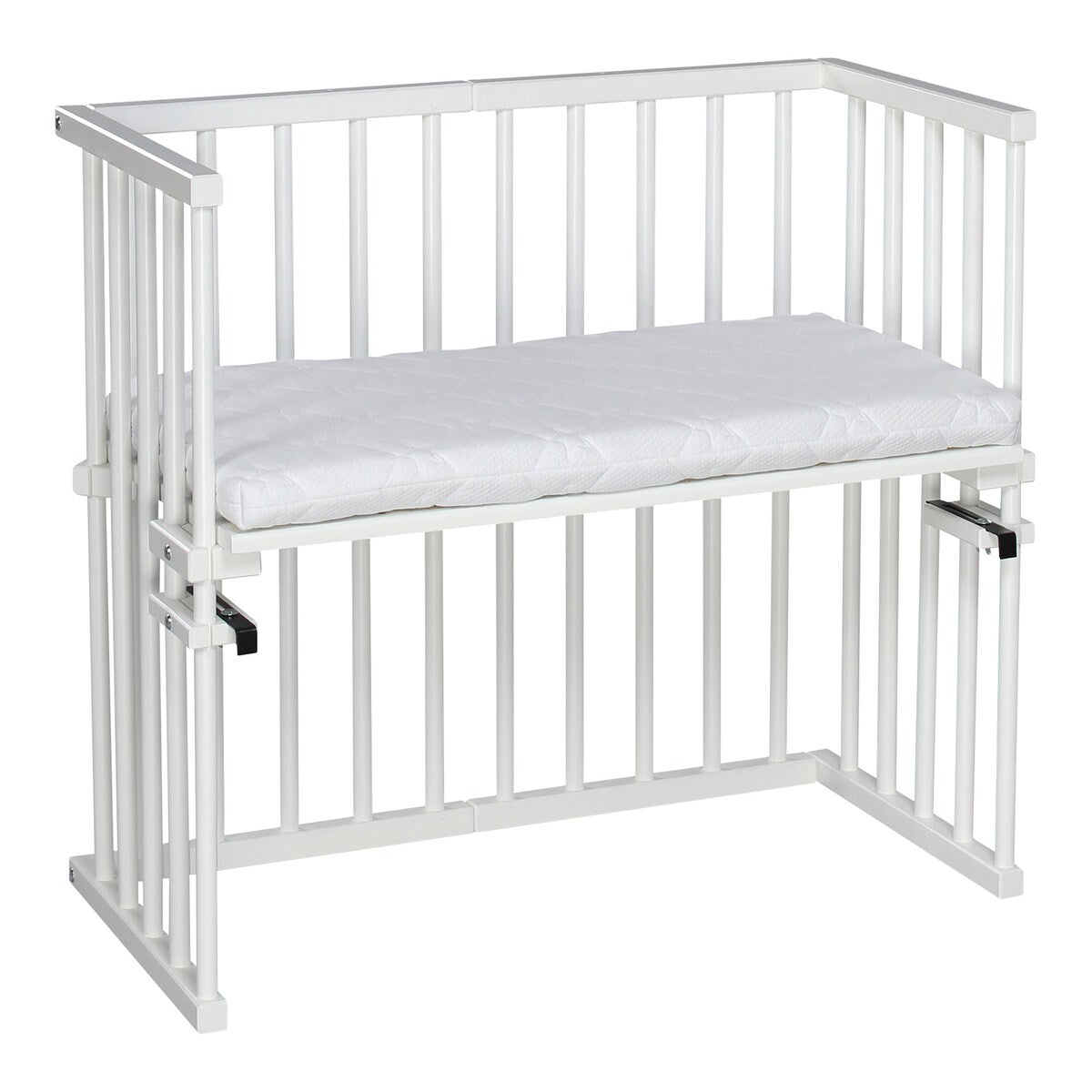 Bedside crib Midi med madrass Classic Soft bøk forfra