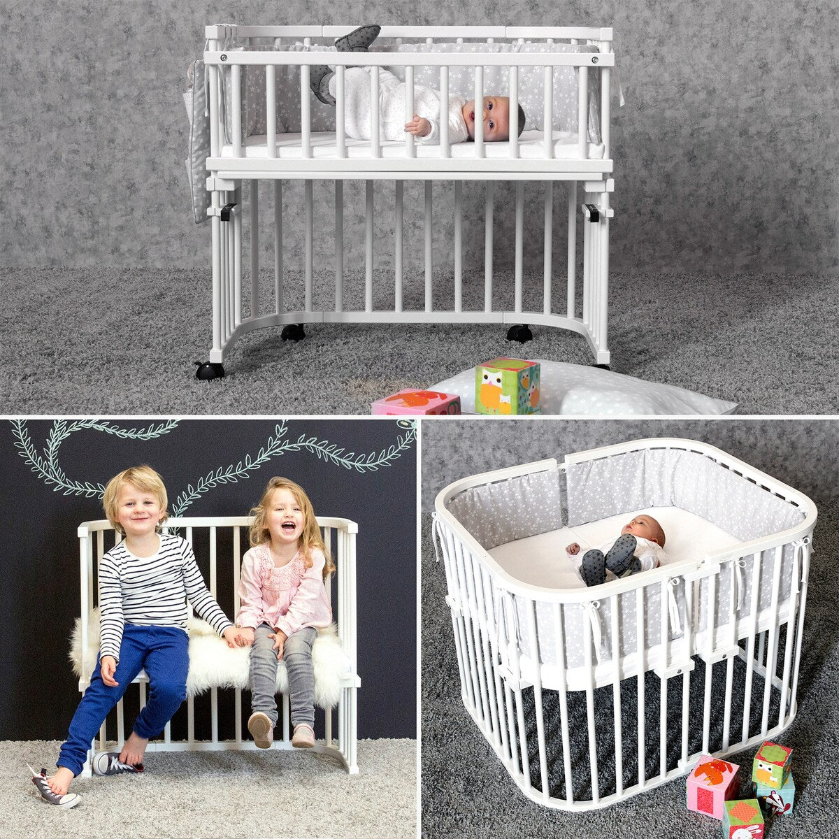Pakking og levering av bedside crib Midi med madrass Classic Soft bøk