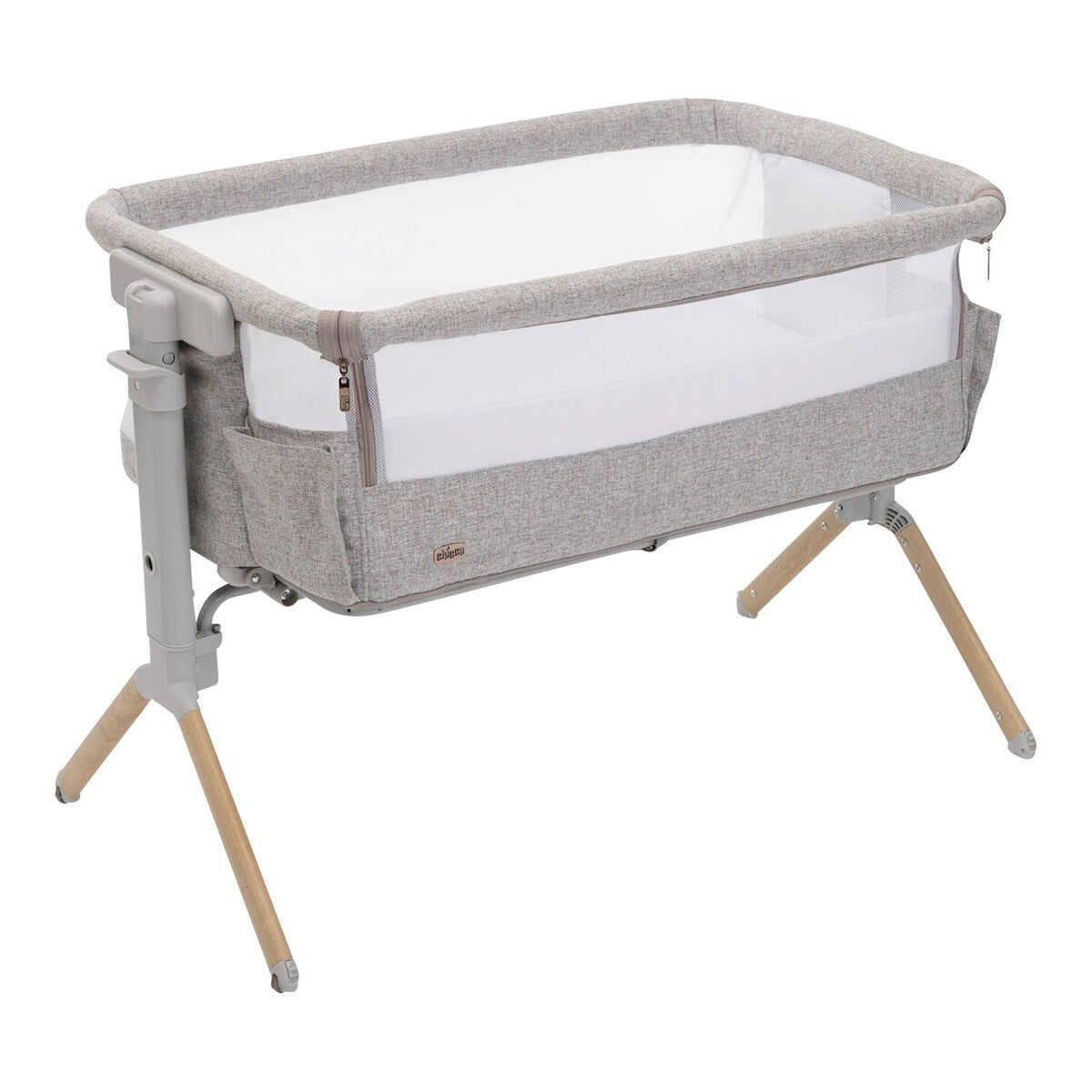 Bedside crib Next2Me Armonia 11 høyder 58–73 cm forfra