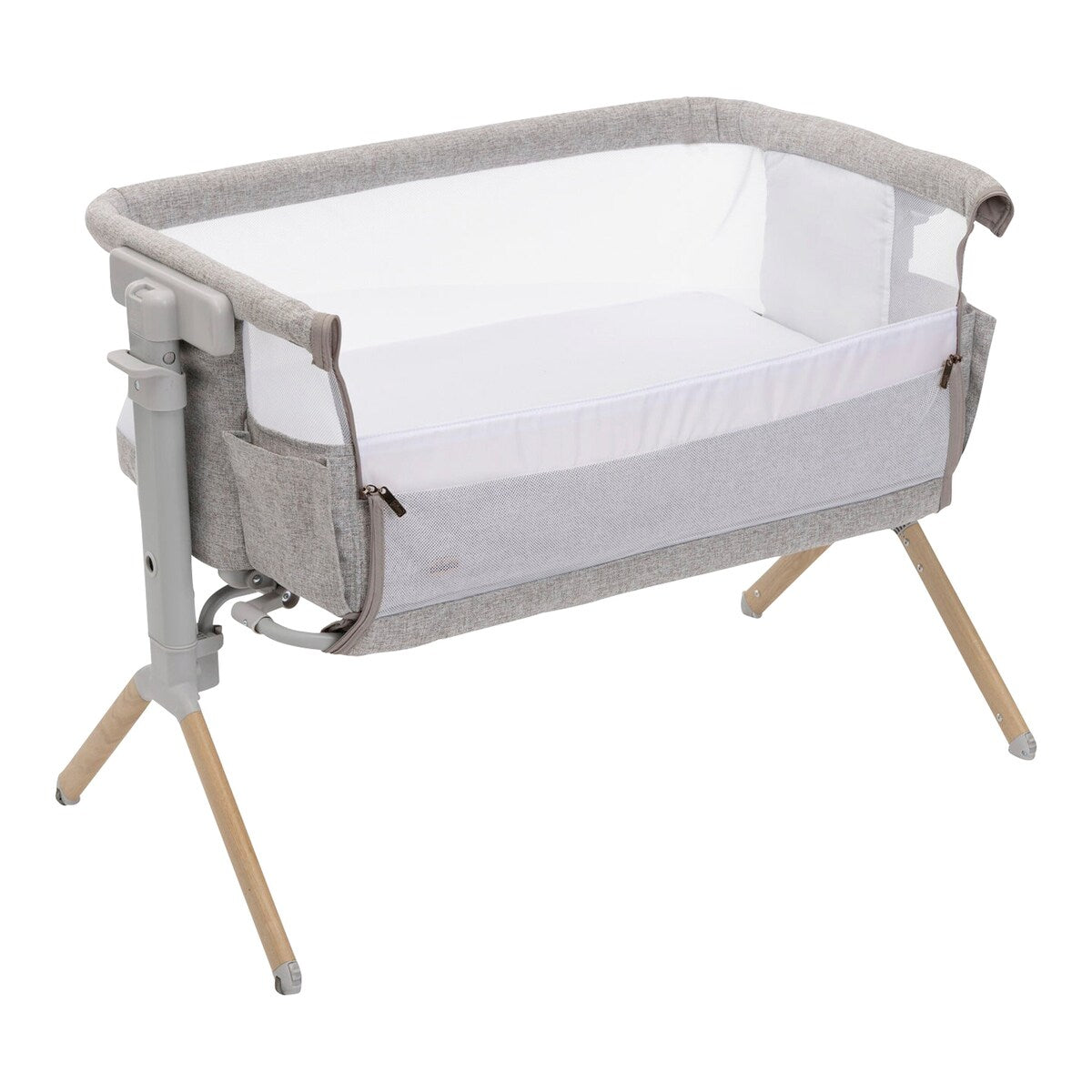 Bedside crib Next2Me Armonia 11 høyder 58–73 cm detalj av hjul