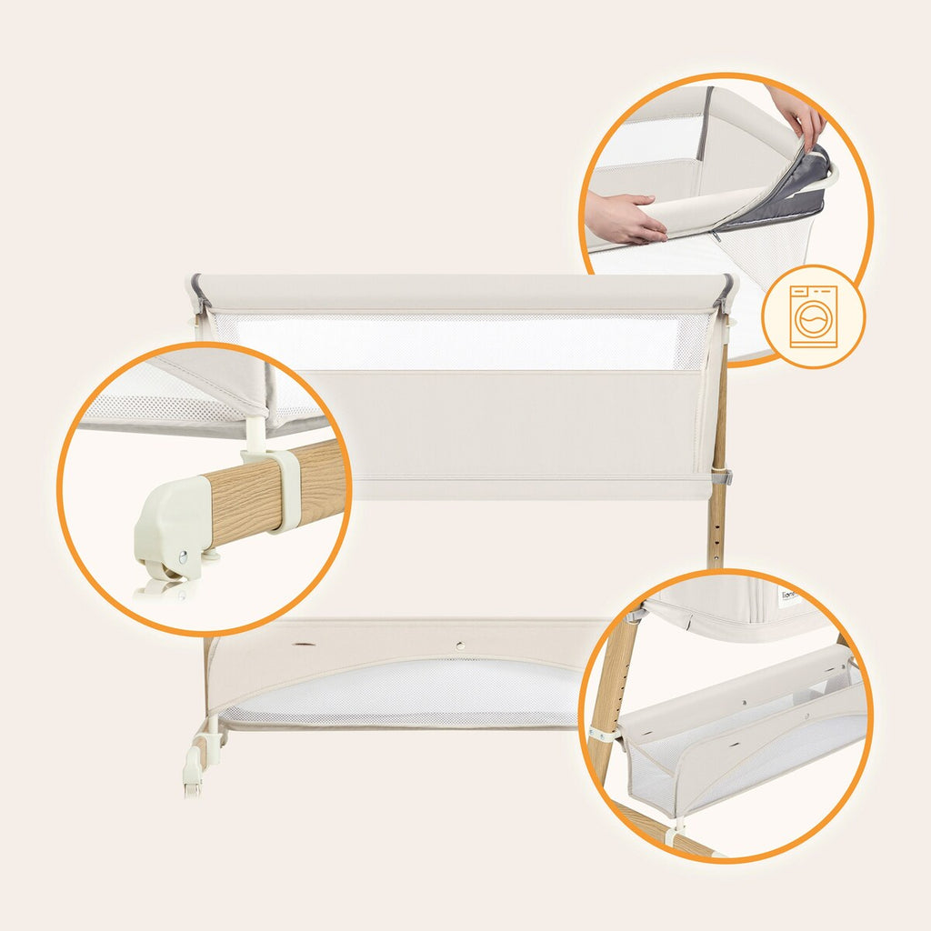 Sikkerhetsnett på Bedside crib Thomi Plus 5-i-1