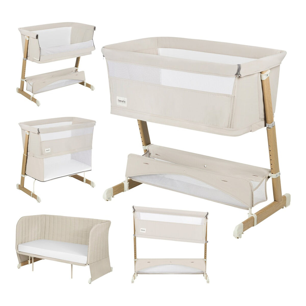 Bedside crib Thomi Plus 5-i-1 med madrass forfra