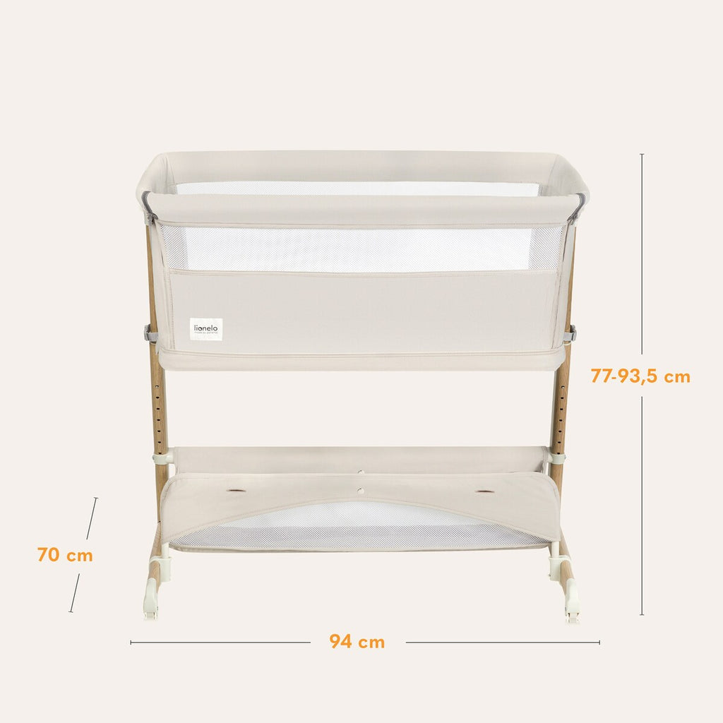 Nærbilde av hjul på Bedside crib Thomi Plus 5-i-1