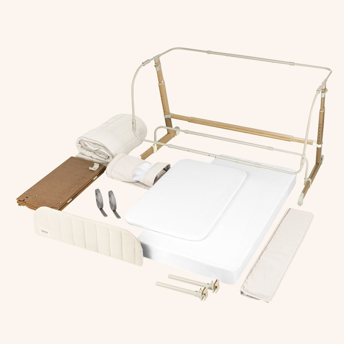 Bedside crib Thomi Plus 5-i-1 med madrass i sofa-modus