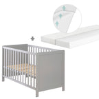 Bedside-seng 2-i-1 60x120 cm med safe asleep madrass forfra