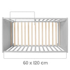 Bedside-seng 2-i-1 60x120 cm med safe asleep madrass justerbar høyde